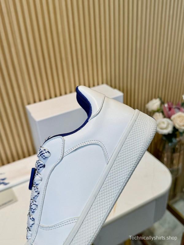 2024 Men Burberry White Blue Calf Leather Casual Sneakers MJ00330