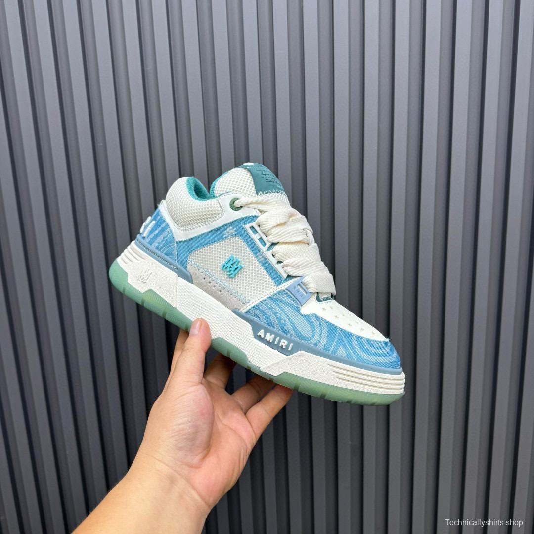 2024 Unisex Amiri Blue White Mesh Leather Sneakers MJ00360
