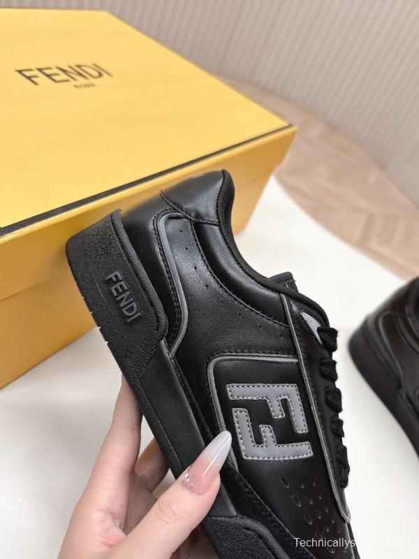 2025 Men Fendi Black Leather Sneakers LY00360(M)