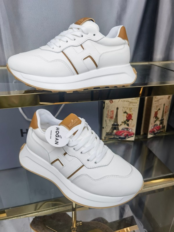 2025 Women HOGAN White Beige Leather Sneakers LY00360(F)