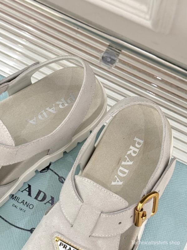 2025 Women Prada Grey Suede Casual Shoes