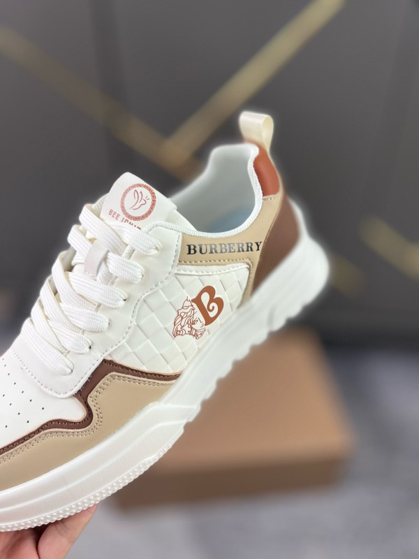 2024 Women Burberry White Beige Leather Sneakers MJ00251