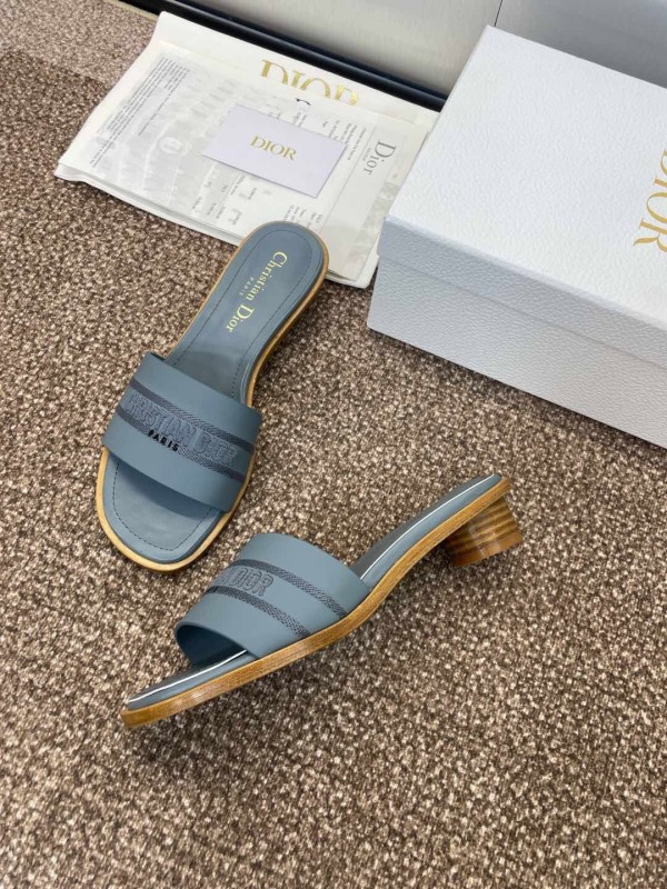 2025 Slippers Dior Gray Fabric Slippers