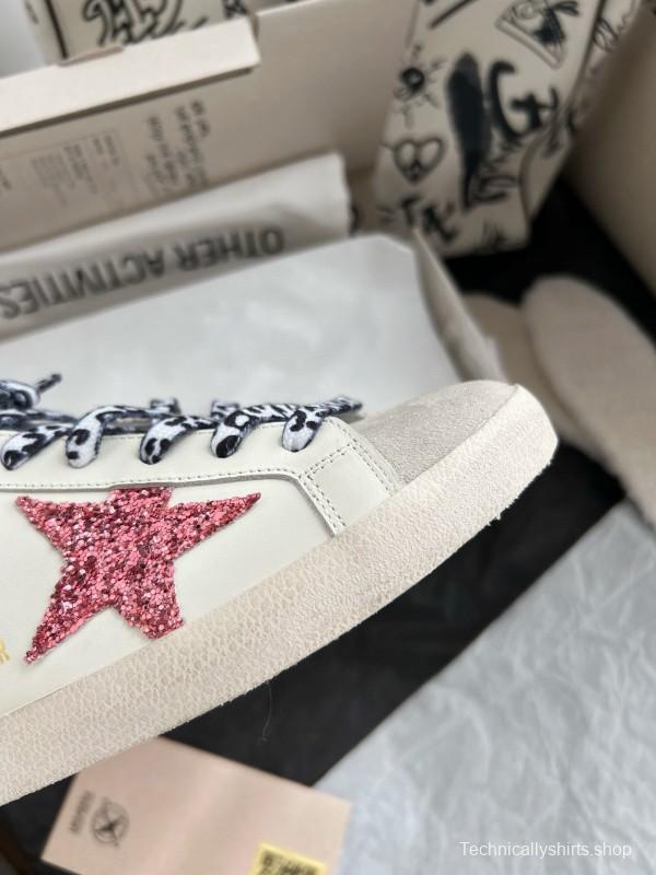 2024 Unisex GGDB White Pink Glitter Suede Leather Fur Slippers MJ00280