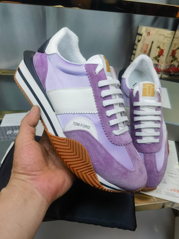 2025 Unisex TOM FORD Purple White Suede Leather Sneakers LY00360(F)/LY00370(M)