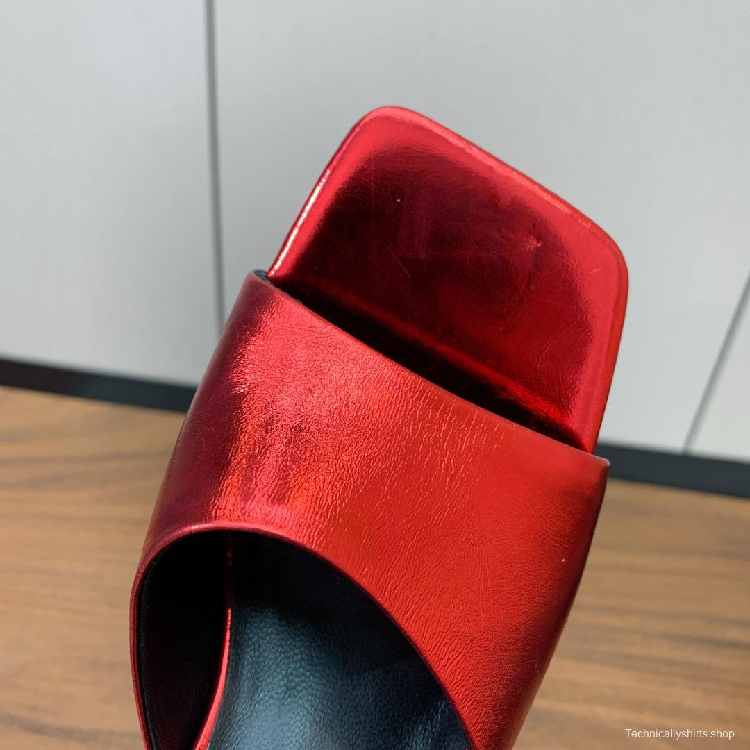 2025 VERSACE Red Leather Slippers