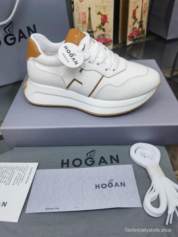 2025 Women HOGAN White Beige Leather Sneakers LY00360(F)
