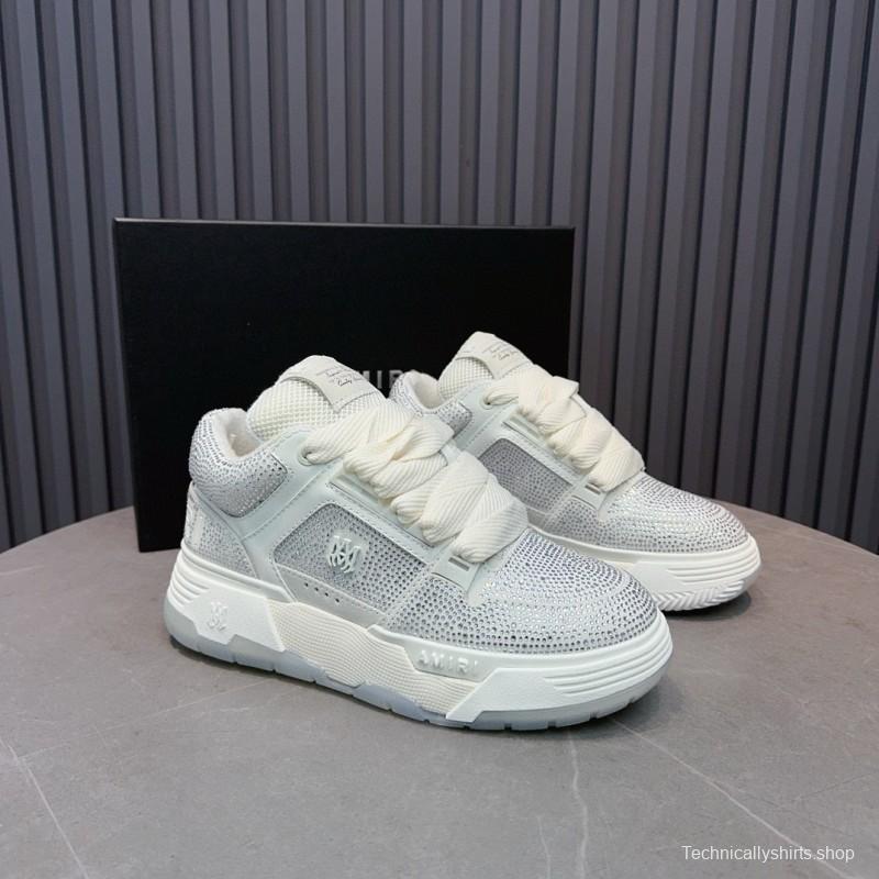 2024 Unisex Amiri White Mesh Leather Sneakers MJ00410