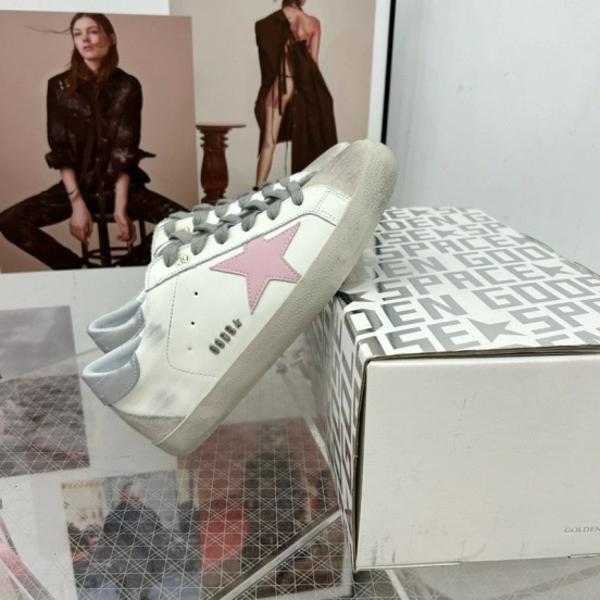 2025 Women GGDB White Pink Leather Sneakers