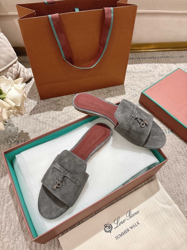 2025 Slippers LP Grey Suede Slippers LY00270