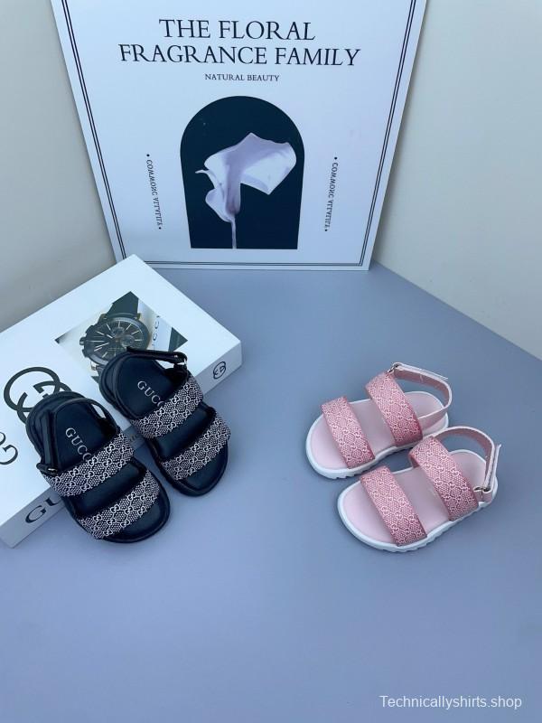 2025 Kids Gucci Black Pink Fabric Sandals