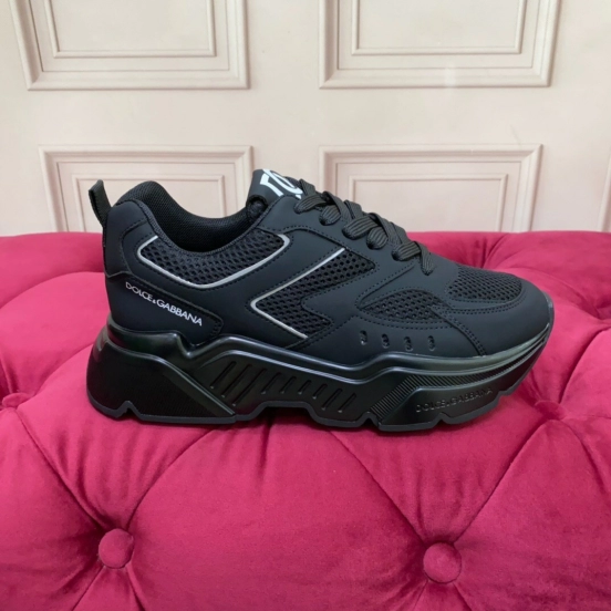 2025 Unisex Dolce Gabbana Black Mesh Leather Sneakers LY00330(F)/LY00340(M)