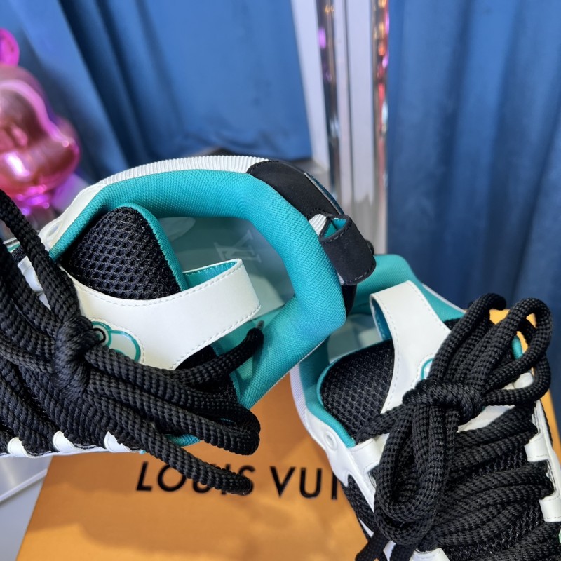 2025 Unisex Louis Vuitton White Black Blue Leather Trainer