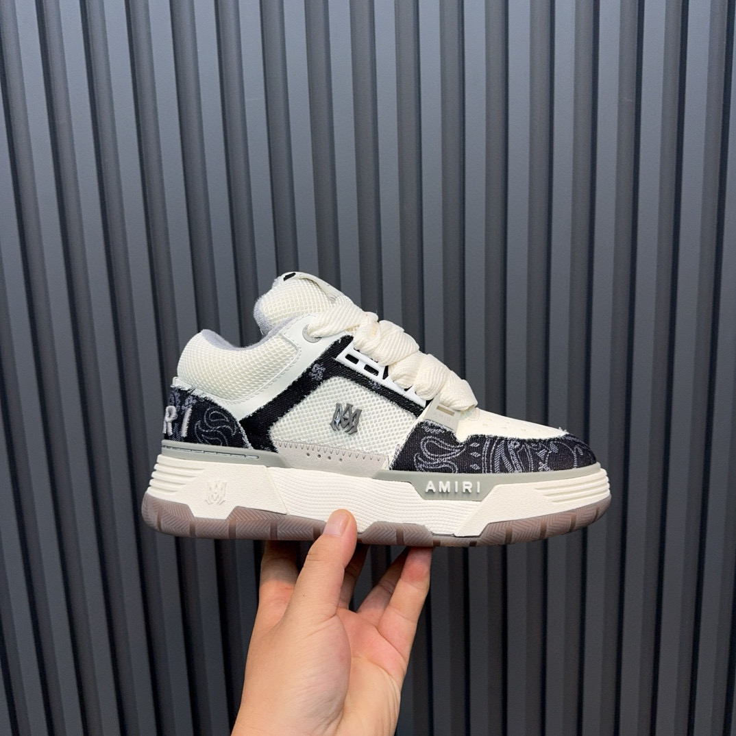2024 Unisex Amiri White Black Leather Sneakers MJ00360