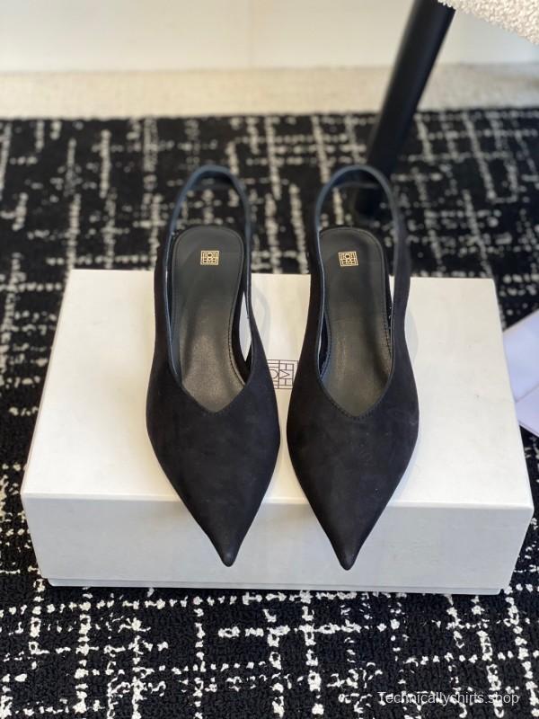2025 Women Toteme Black Suede Slingback Pumps