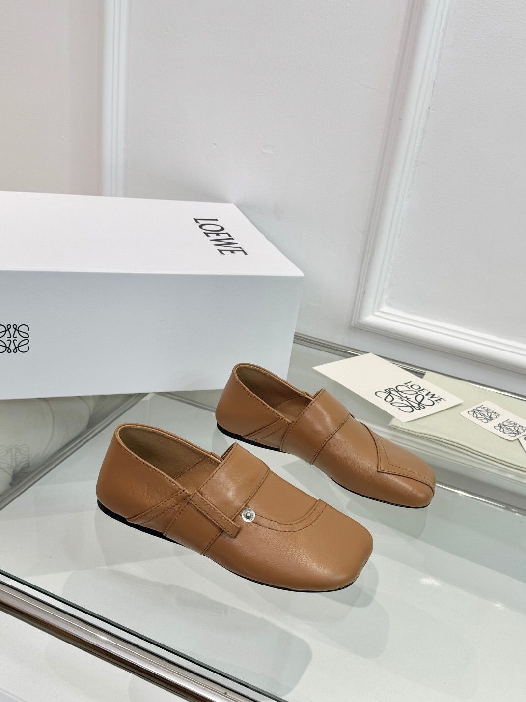 2025 Women Loewe Brown Leather Loafers LY00291