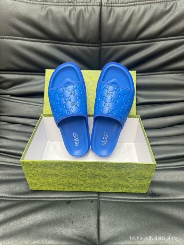 2024 Slippers Gucci Blue Leather Slippers MJ00200