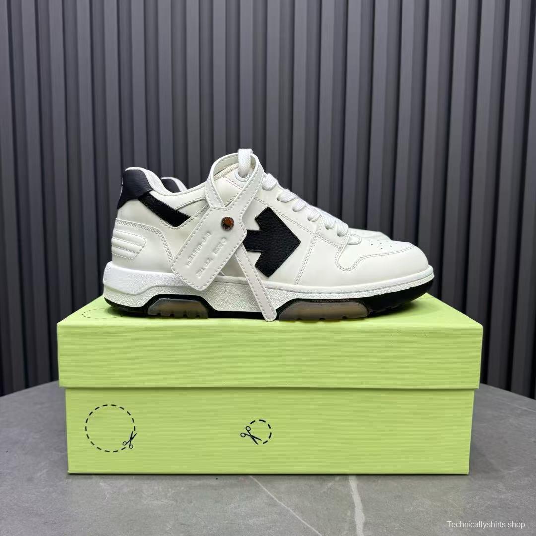 2025 Unisex Off-White White Black Leather Sneakers KFY00310