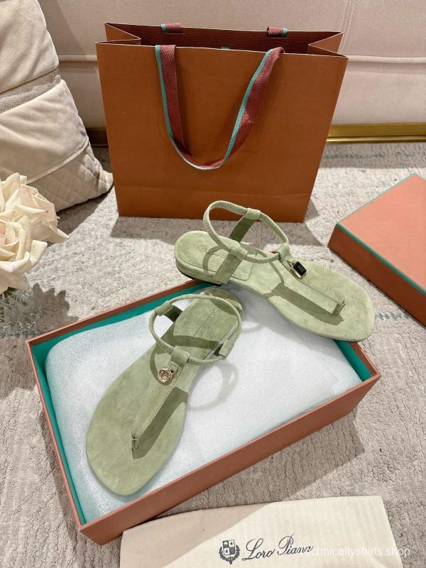 2025 Women LP Light Green Suede Sandals LY00360