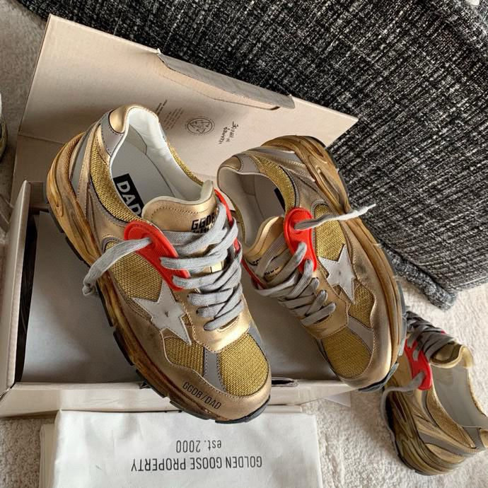 2024 Unisex GGDB Beige Grey Red Leather Mesh Sneakers