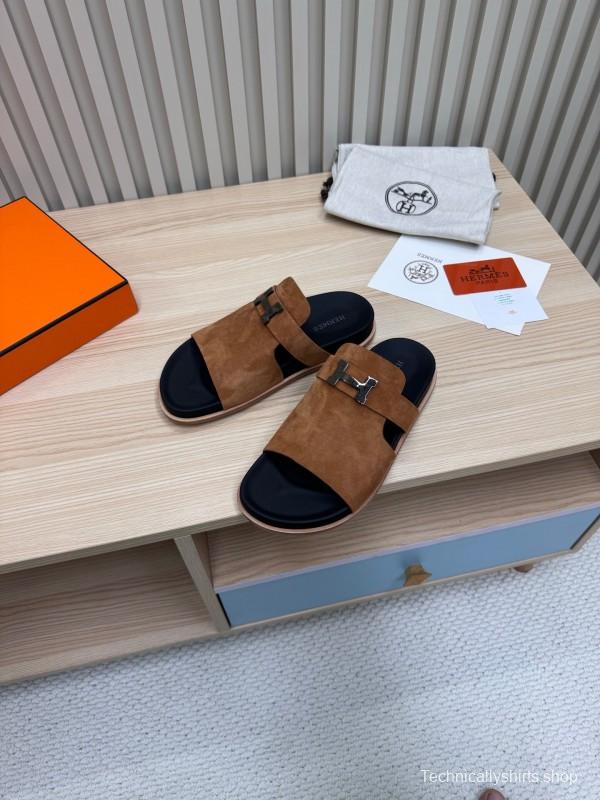 2025 Slippers Hermès Brown Suede Slippers