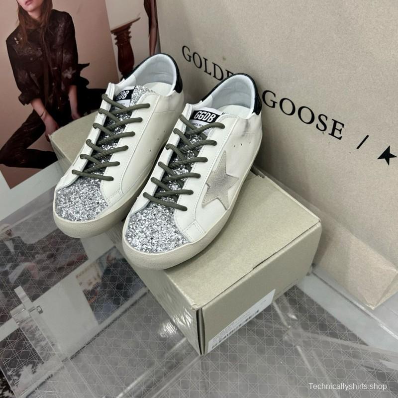 2025 Women GGDB White Silver Leather Sneakers MJ00260