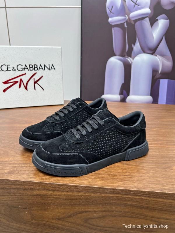 2025 Men Dolce & Gabbana Black Suede Leather Casual Sneakers LY00280