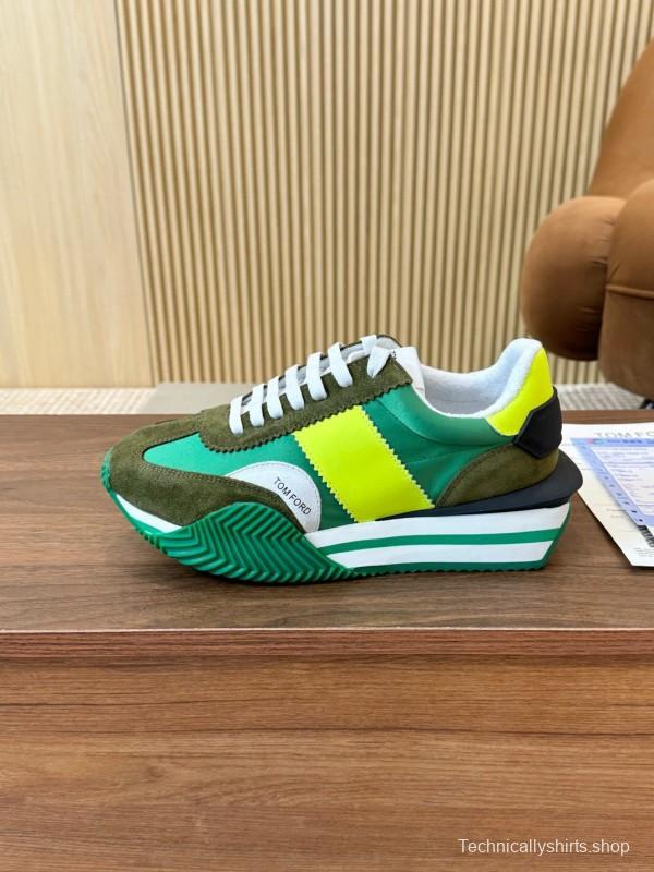 2025 Unisex TOM FORD Green Yellow White Suede Leather Sneakers LY00360(F)/LY00370(M)