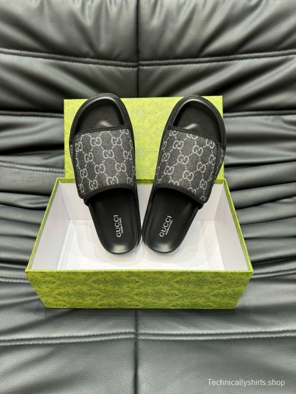2024 Slippers Gucci Black Fabric Slippers MJ00200