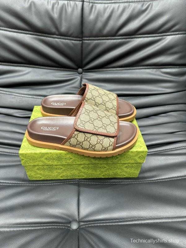 2024 Slippers Gucci Brown Canvas Slippers MJ00200