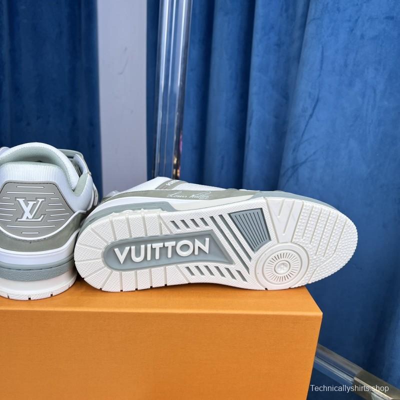 2025 Unisex Louis Vuitton White Grey Leather LV Trainer