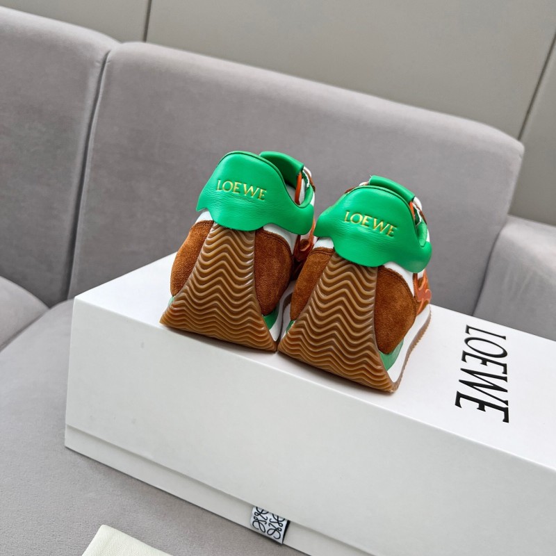 2025 Unisex Loewe Brown White Orange Green Leather Suede Sneakers LY00270