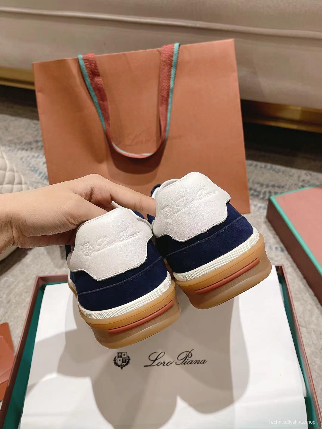 2025 Unisex Le Parmentier Navy White Suede Leather Sneakers LY00320(F)/LY00330(M)