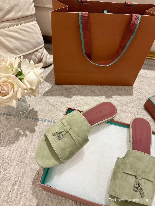 2025 Slippers LP Light Green Suede Slippers