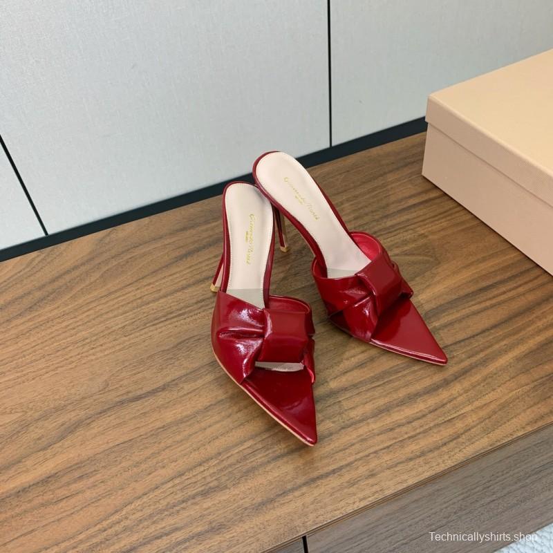 2025 Women Gianvito Rossi Red Leather High Heel Mule KFY00280