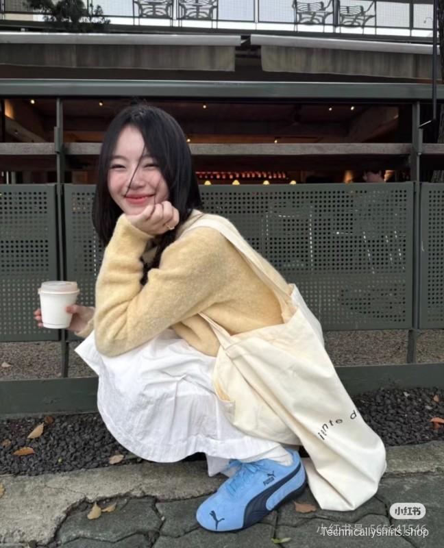 2025 Women Puma Light Blue Black Suede Casual Sneakers KFY00260