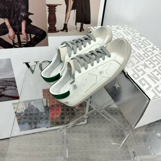 2025 Women GGDB White Green Leather Sneakers