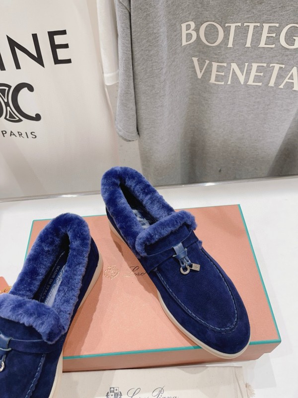 2024 Women Le Parmentier Blue Suede Shearling Loafer MJ00310
