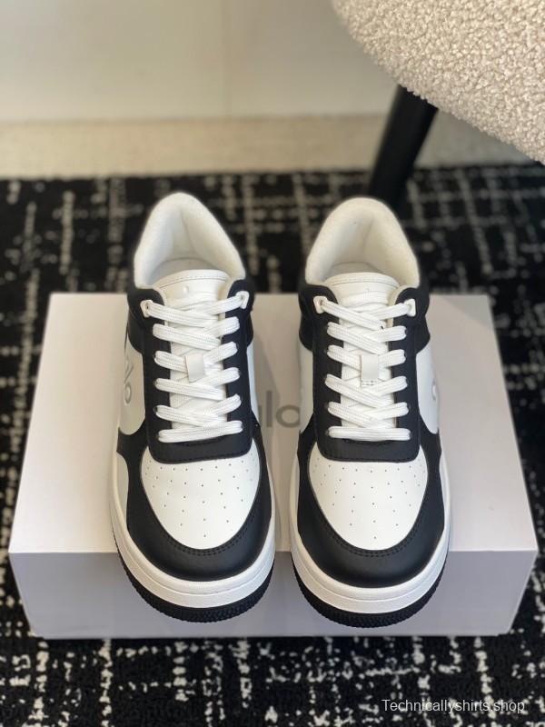 2025 Women Alo Black White Leather Sneakers KFY00280