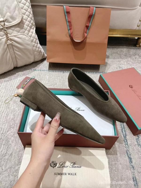 2025 Women LP Brown Suede Ballet Flats