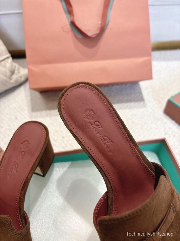 2025 Women LP Brown Suede Mules
