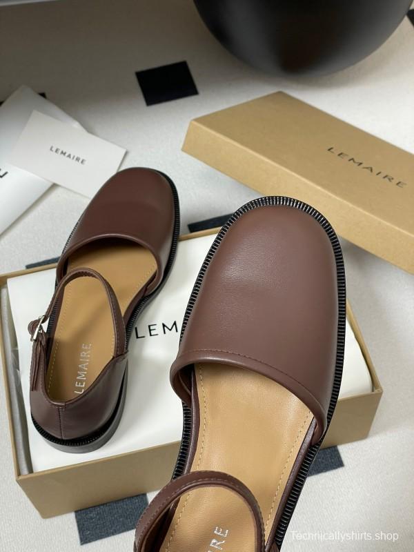 2025 Women Lemaire Brown Leather Mary Jane Shoes