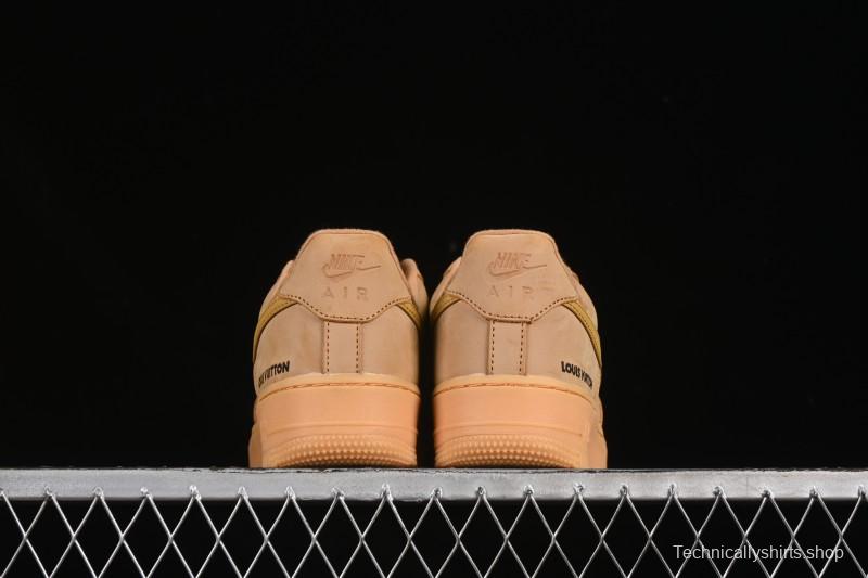 Louis Vuitton x Nike Air Force 1 '07 Low Casual Sneakers with Monogram Print in Wheat - CJ9179-200