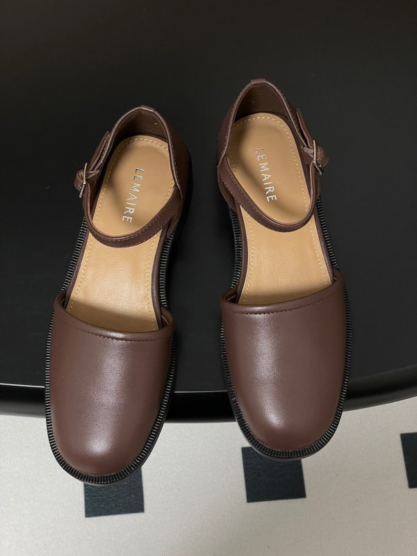 2025 Women Lemaire Brown Leather Mary Jane Shoes