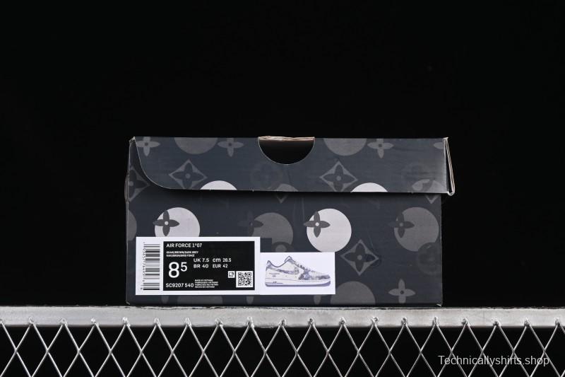 Nike Air Force 1 '07 Low LV Collaboration Gray Blue Denim Casual Sneakers - SC9207-540