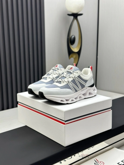 2025 Unisex Moncler White Grey Black Nylon GORE-TEX Trailgrip GTX Outdoor Sneakers KFY00390