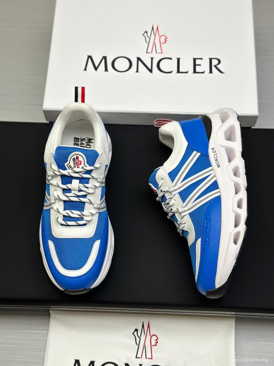2025 Unisex Moncler Blue White Nylon Mesh Trailgrip GTX Trail Running Shoes KFY00390