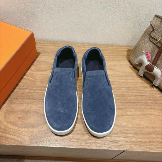 2025 Unisex Hermès Blue Suede Slip-On Sneaker AS00380