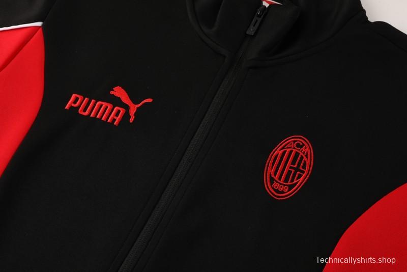 25/26 AC Milan Black/Red Full Zipper Jacket +Long Pants