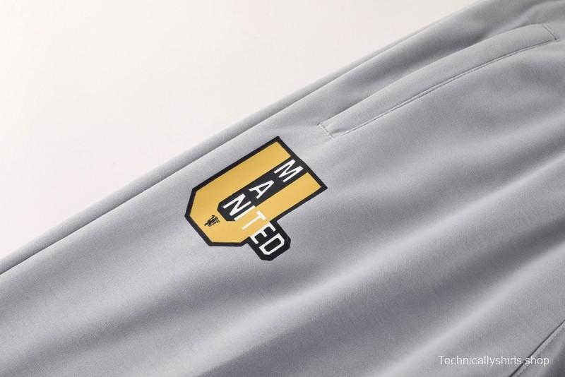 25/26 Manchester United Hooide Grey Full Zipper Jacket + Long Pants